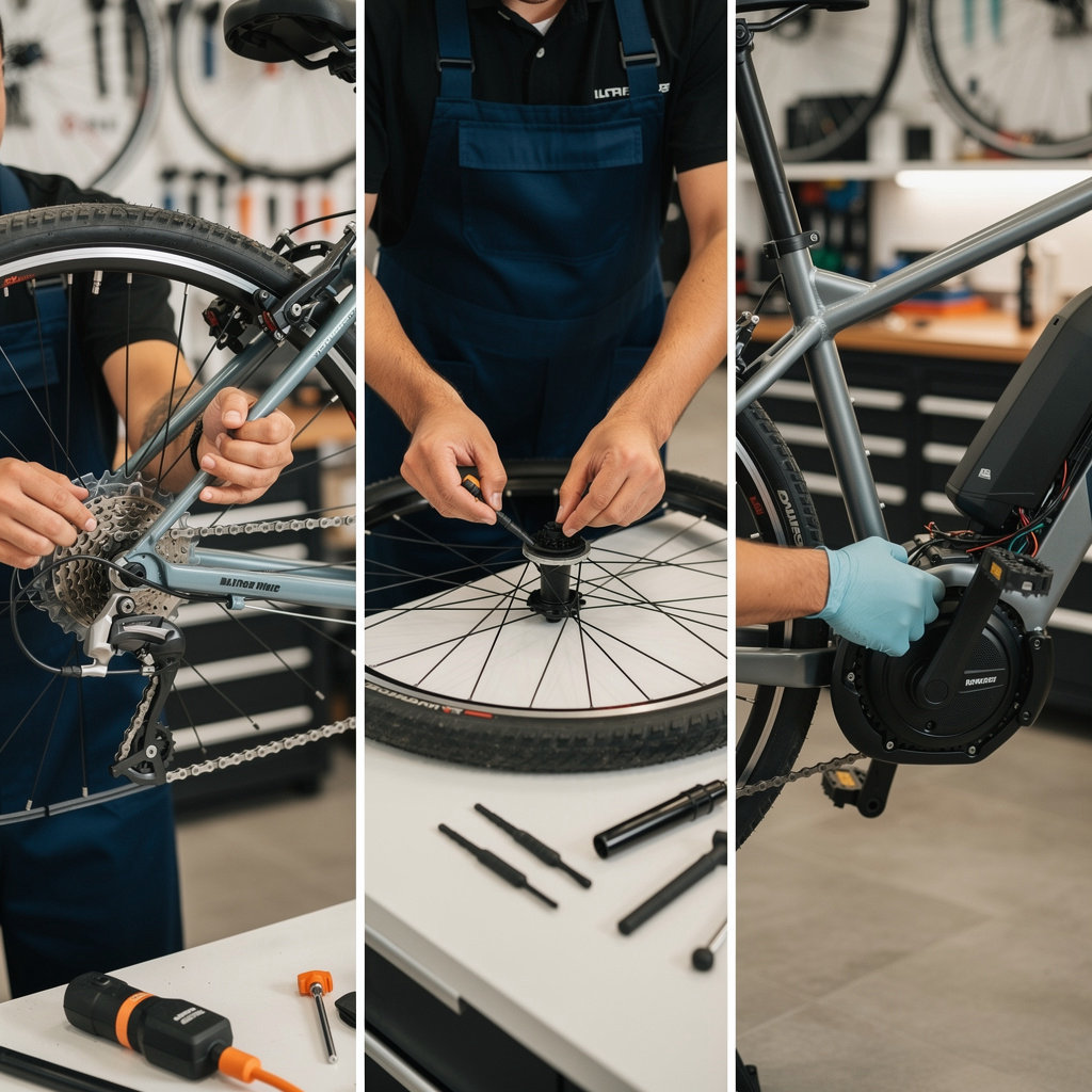 Harbor Light Bike Repair technician performing bike tune-up and flat fix service in Tacoma, WA